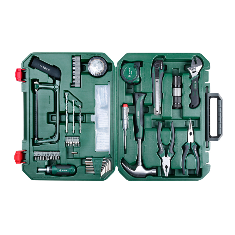 博世（BOSCH）家用工具箱扳手美工刀电筒螺丝刀电笔虎钳锯子羊角锤卷尺电工胶布套