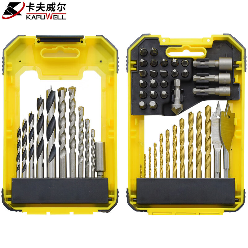 卡夫威尔 麻花钻头建工钻木工钻螺丝刀批头组套48件套 BS3459 单位：套