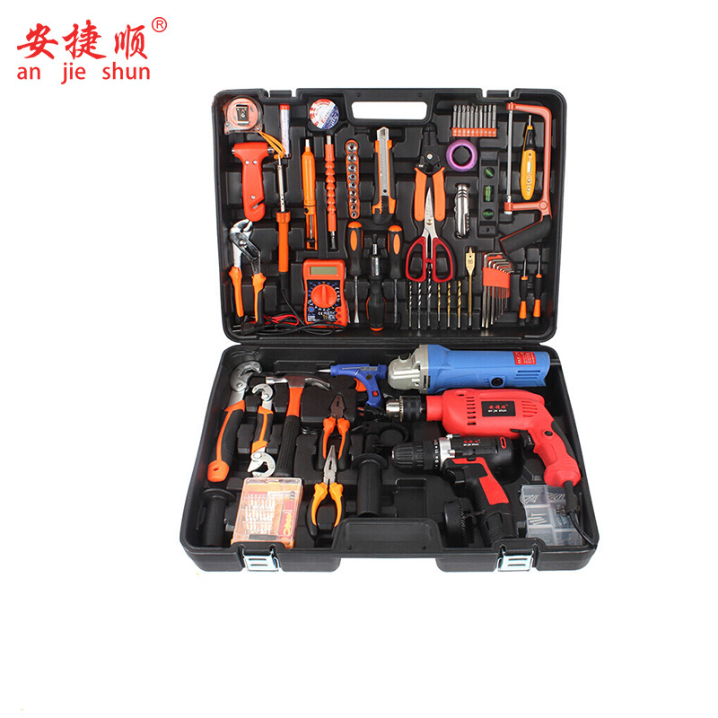 安捷顺  AJS-JWB五金工具箱家用木工工具套装电工维修组合套装电动螺丝刀角磨