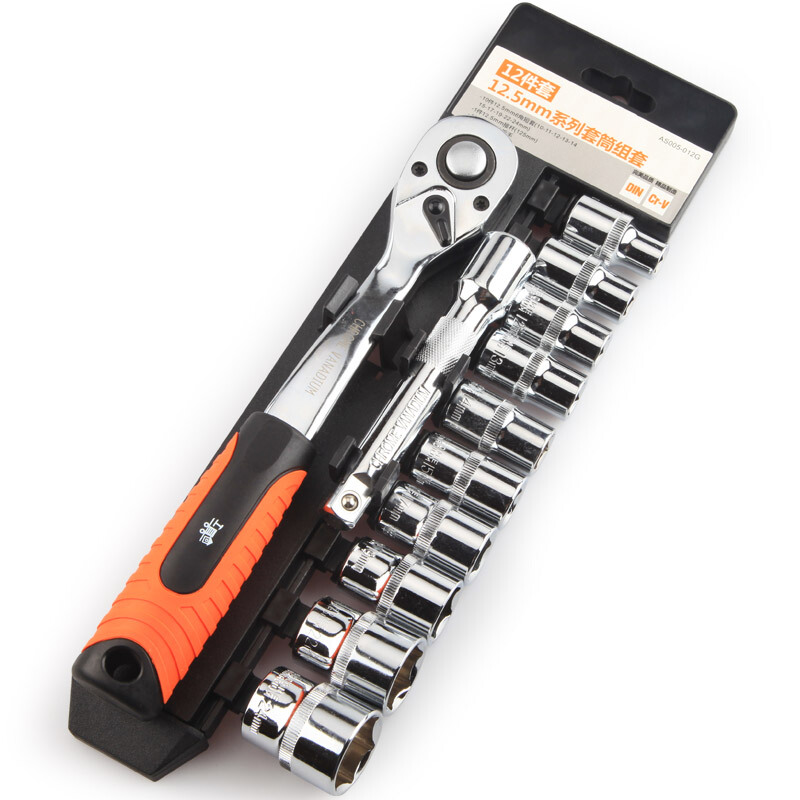 工蜂12.5mm系列汽修套筒快速棘轮扳手组套 12件12.5mm棘轮扳手