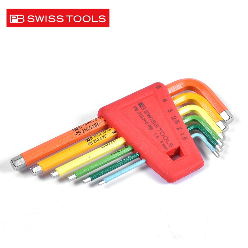 PB SWISSTOOLS瑞士原装进口PB内六角扳手套彩虹加长球头平头6方棱组套