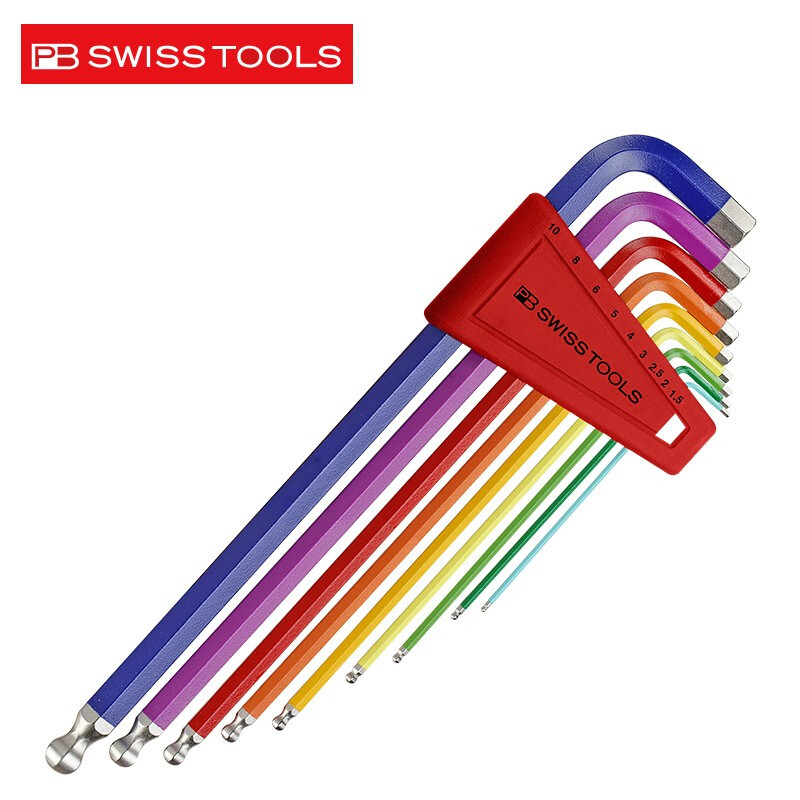 PB SWISSTOOLS 瑞士原装进口内六角扳手套装加长球头公英制短尾防滑滚花