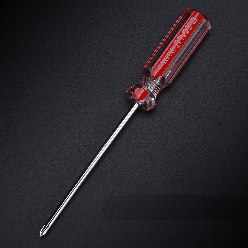 伊莱科（ELECALL）彩条带磁性十字一字螺丝批电工螺丝刀套装散卖五金工具 红色