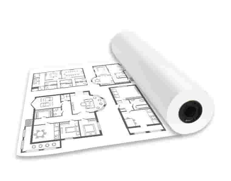 普伟大幅面工程绘图纸80g 1.07x50m CAD设计制图/卷筒纸2英寸轴芯 