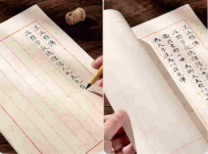 小楷信签纸 宣纸信笺仿古白色毛笔小楷书法硬笔字抄录信纸400张半熟 仿古色竖格4