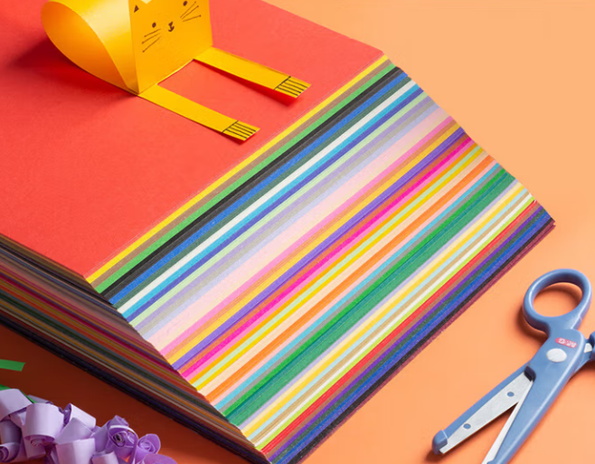 A4彩纸 彩色卡纸4K8K开 大张厚硬卡纸 黑白卡牛皮纸 手工折纸剪纸封面纸 彩