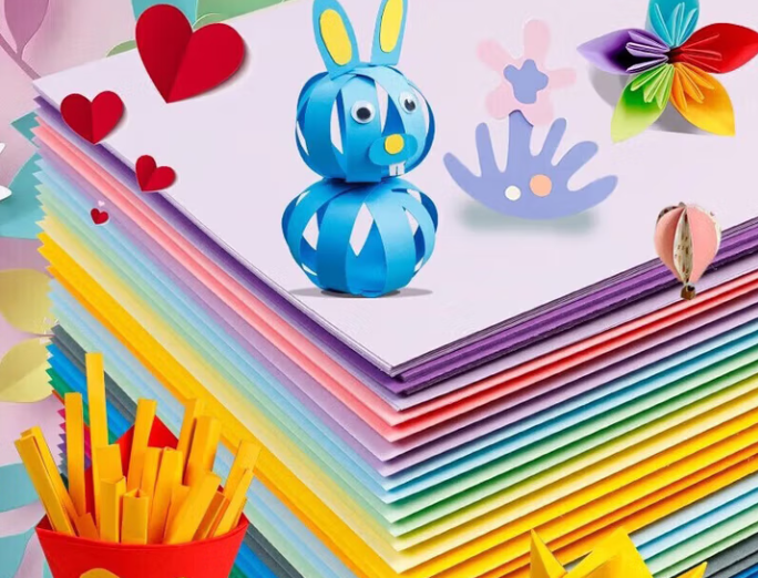 A4彩纸 彩色卡纸4K8K开 大张厚硬卡纸 黑白卡牛皮纸 手工折纸剪纸封面纸 彩